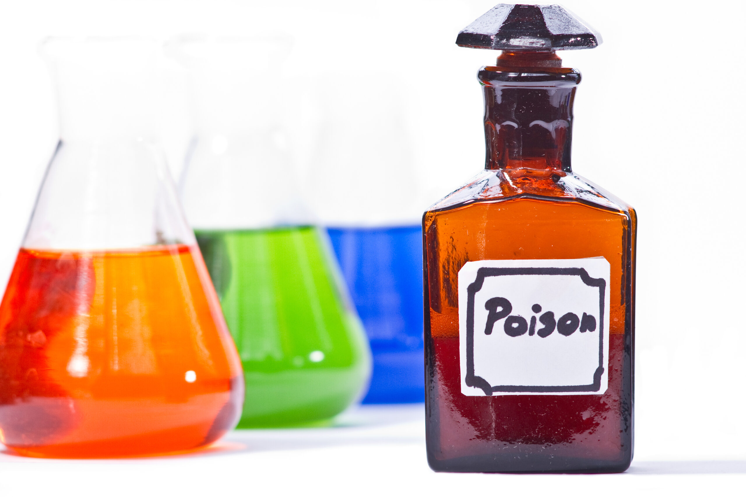 Poison dark glass bottle separated